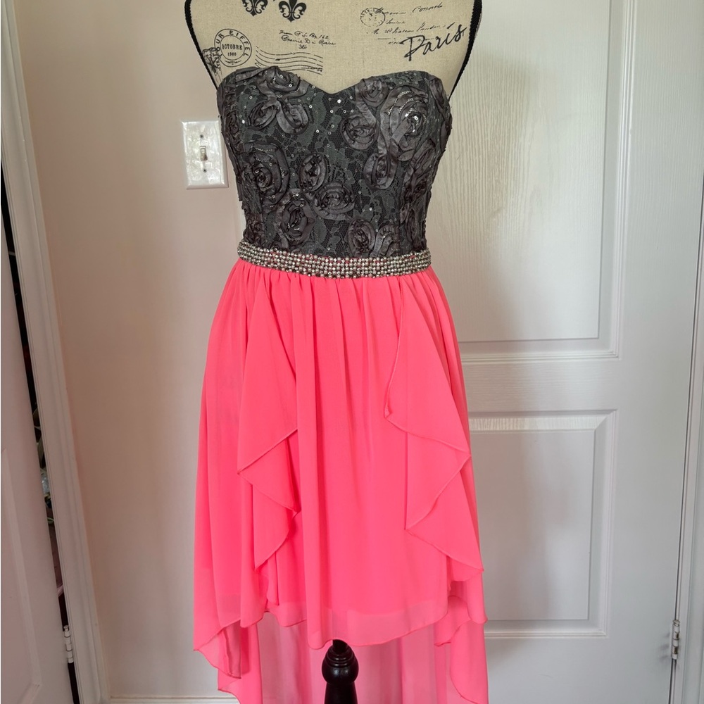 City Studio Gray and Pink Dress